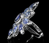 Замечательное кольцо с синими сапфирами Серебро 925