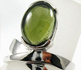 Кольцо с отличным шлифованным молдавитом Серебро 925
