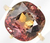 Кольцо с крупным арбузным турмалином