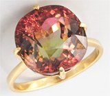 Кольцо с крупным арбузным турмалином