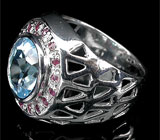 Перстень с голубым топазом и рубинами Серебро 925