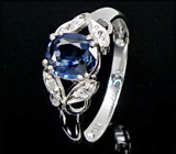 Кольцо с прозрачным синим сапфиром и топазами Серебро 925