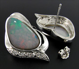 Серьги с белыми solid опалами Серебро 925