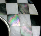 Крупный кулон с мозаикой из белого и радужного перламутра Серебро 925