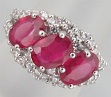 Кольцо из коллекции "Sunshine" с ярко-розовыми сапфирами Серебро 925