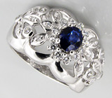 Кольцо из коллекции "Sunshine" с синим сапфиром Серебро 925