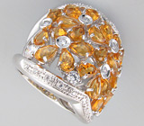 Широкое кольцо из коллекции "Sunshine" с золотистыми цитринами Серебро 925