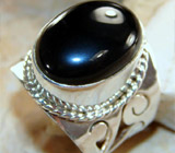Широкое кольцо с черным ониксом Серебро 925
