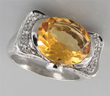 Кольцо из коллекции "Sunshine" с золотистым цитрином Серебро 925