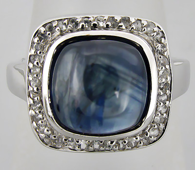 Кольцо из коллекции "Sunshine" с кабошоном синего сапфира