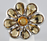 Кольцо-цветок из коллекции «Sunshine» с цитринами авторской огранки Серебро 925