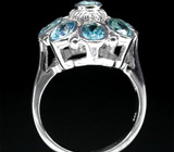 Кольцо с небесно-голубыми цирконами Серебро 925