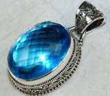 Кулон с ярко-голубым кварцем Серебро 925
