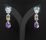 Серьги с самоцветами Серебро 925