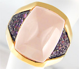 Кольцо с розовым кварцем и аметистами Серебро 925