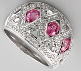 Кольцо из коллекции "Sunshine" с розовыми сапфирами Серебро 925