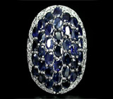 Крупное кольцо с синими сапфирами Серебро 925