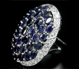 Крупное кольцо с синими сапфирами Серебро 925