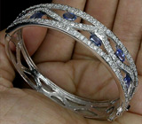 Элегантный браслет с синими сапфирами Серебро 925