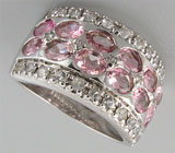 Кольцо с розовыми турмалинами и сапфирами Серебро 925