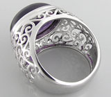 Филигранное кольцо с крупным кабошоном сливового аметиста Серебро 925