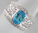 Кольцо из коллекции "Sunshine" с ярким голубым топазом Серебро 925