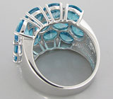 Широкое кольцо с топазами авторской огранки Серебро 925