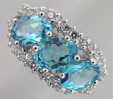 Кольцо из коллекции «Sunshine» с голубыми топазами Серебро 925