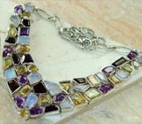 Замечательное колье с самоцветами Серебро 925