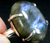 Стильное кольцо с лабрадоритом Серебро 925