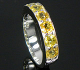 Стильное кольцо с желтыми сапфирами Серебро 925