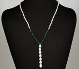 Колье из изумрудов и белого жемчуга Золото