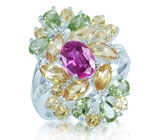 Великолепное кольцо с пурпурно-розовым сапфиром Серебро 925