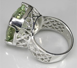 Высокое кольцо с крупным зеленым аметистом Серебро 925