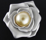 Брошь/кулон с золотистой жемчужиной Серебро 925