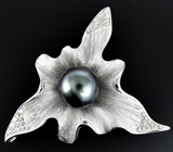 Брошь/кулон с цветной жемчужиной Серебро 925