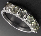 Стильное кольцо с платиново-зелеными сапфирами Серебро 925