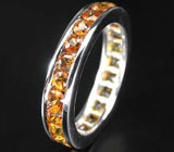 Замечательное кольцо с золотистыми сапфирами Серебро 925
