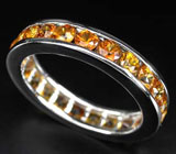 Замечательное кольцо с золотистыми сапфирами Серебро 925
