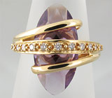 Оригинальное кольцо с аметистом и бриллиантами Золото