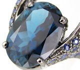 Кольцо с топазом и синими сапфирами Серебро 925