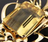Роскошная брошь в стиле "ретро", инкрустированная крупным цитрином Золото