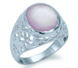 Ажурное кольцо с розовым перламутром Серебро 925