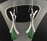 Серьги с нефритом Серебро 925