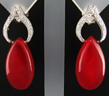 Серьги с каплями красного агата Серебро 925