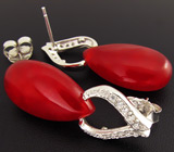 Серьги с каплями красного агата Серебро 925