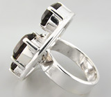 Необычное кольцо с дымчатыми топазами Серебро 925