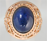 Кольцо с крупным сапфиром-кабошоном и бриллиантами Золото
