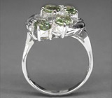 Шесть зеленых сапфиров в элегантном кольце Серебро 925