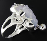 Кольцо с кварцевой друзой, жемчужиной, аметистом и сапфиром Серебро 925